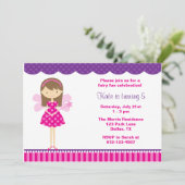 Hot-roze en Paarse uitnodiging (Staand voorkant)