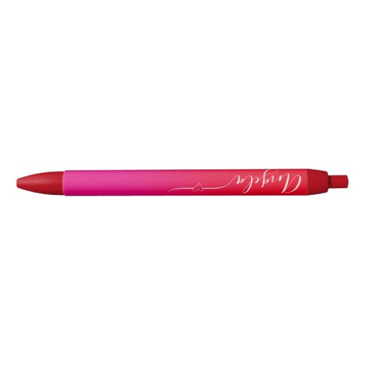 Hot-roze en Red Ombre Heart Handtekening Zwarte Inkt Pen (Voorkant)