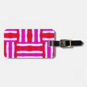 Hot-roze en rood strepe Bagagelabel (Voorkant horizontaal)