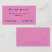 Hot-roze en Royal Blue Simple Linen-textuur Visitekaartje (Voorkant / Achterkant)