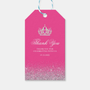 Hot-roze en Silver Glitter Gift-Labels Cadeaulabel