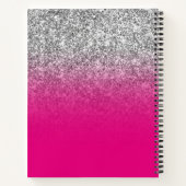 Hot-roze en Silver Glitter Ombre-tekening Notitieboek (Achterkant)