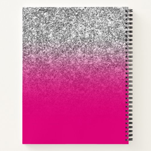 Hot-roze en Silver Glitter Ombre-tekening Notitieboek (Achterkant)