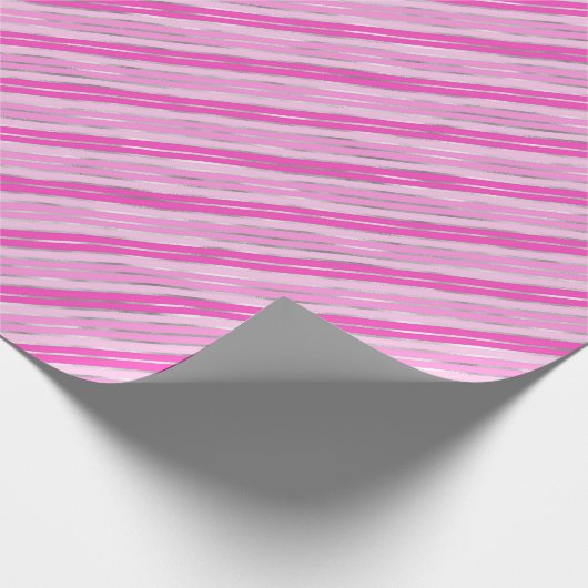 Hot-roze en Silver Stripes Cadeaupapier (Hoek)