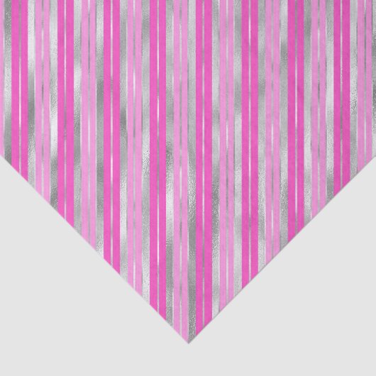 Hot-roze en Silver Stripes Tissuepapier (Detail)