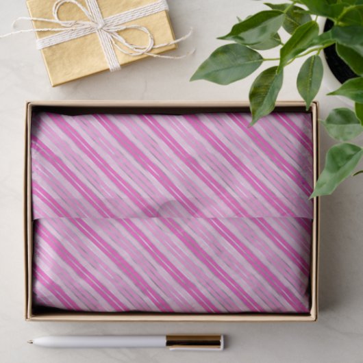 Hot-roze en Silver Stripes Tissuepapier (Geschenk)