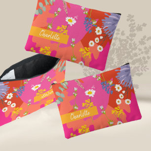 Hot Roze en Sinaasappel Bloementuin Gepersonalisee Etui