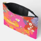 Hot Roze en Sinaasappel Bloementuin Gepersonalisee Etui (Open)