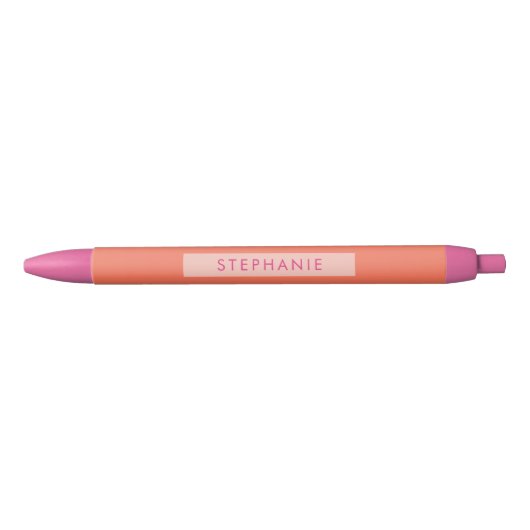 Hot Roze en Sinaasappel Modern Trendy Gepersonalis Zwarte Inkt Pen (Voorkant)