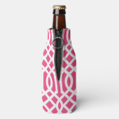 Hot roze en turquoise Trellis Monogram Flesjeskoeler (Fles Achterkant)