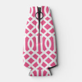 Hot roze en turquoise Trellis Monogram Flesjeskoeler (Achterkant)