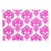 Hot-roze en White Elegant Chic Damask Patroon Kussensloop (Voorkant)