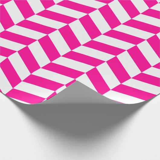 Hot Roze en White Extra Large Herringbone Cadeaupapier (Hoek)