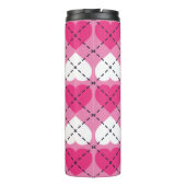 Hot-roze en White Hearts Argyle Thermosbeker (Achterkant)