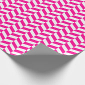 Hot-Roze en White Herringbone Wrapping Paper Cadeaupapier (Hoek)