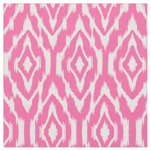 Hot-roze en White Ikat Pattern Stof