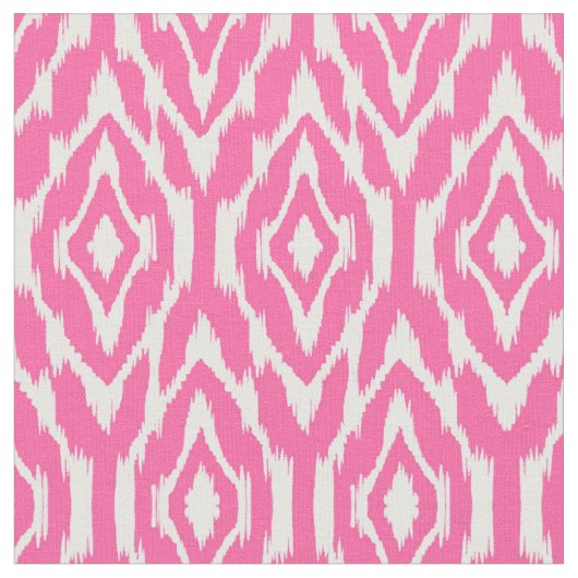 Hot-roze en White Ikat Pattern Stof (Close Up)