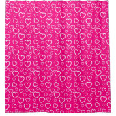 Hot-roze en White Love Hearts Pattern Douchegordijn (Voorkant)