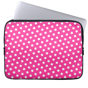 Hot-roze en White Polka Dot-laptophoes Laptop Sleeve