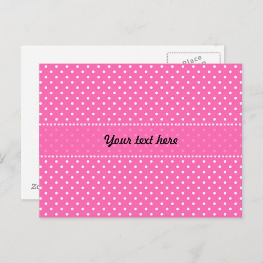Hot-roze en White Polka Dot Pattern Briefkaart (Voorkant / Achterkant)