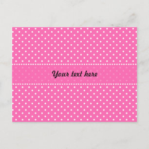 Hot-roze en White Polka Dot Pattern Briefkaart
