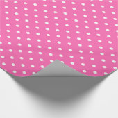 Hot-roze en White Polka Dot Pattern Cadeaupapier (Hoek)