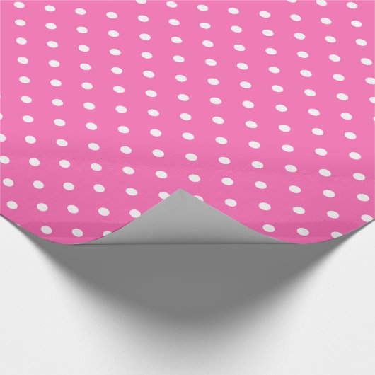 Hot-roze en White Polka Dot Pattern Cadeaupapier (Hoek)