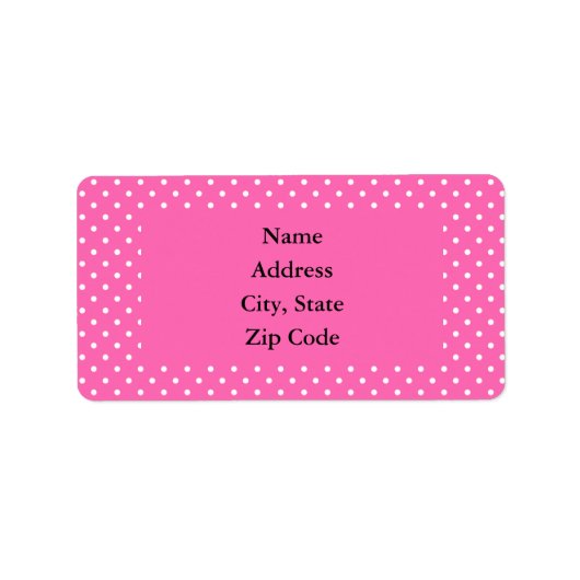 Hot-roze en White Polka Dot Pattern Etiket (Voorkant)