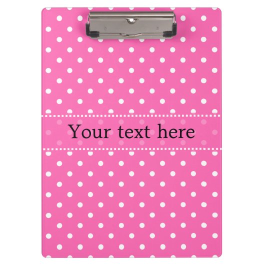 Hot-roze en White Polka Dot Pattern Klembord (Voorkant)