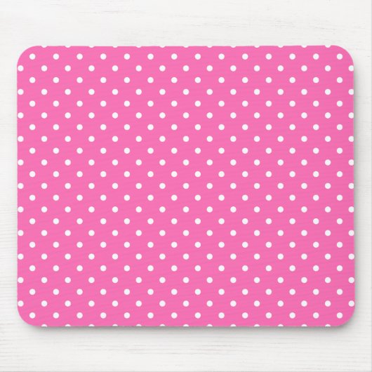 Hot-roze en White Polka Dot Pattern Muismat (Voorkant)