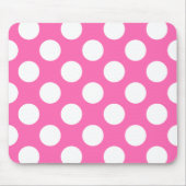 Hot-roze en White Polka Dot Pattern Muismat (Voorkant)