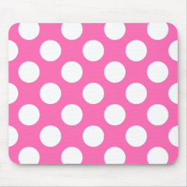 Hot-roze en White Polka Dot Pattern Muismat