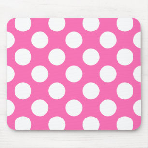Hot-roze en White Polka Dot Pattern Muismat