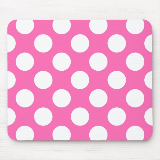 Hot-roze en White Polka Dot Pattern Muismat (Voorkant)