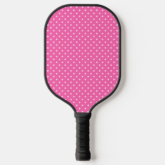 Hot-roze en White Polka Dot Pattern Pickleball Paddle (Voorkant)