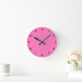 Hot-roze en White Polka Dot Pattern Ronde Klok (Huis)