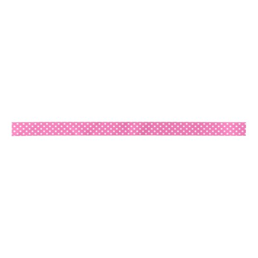 Hot-roze en White Polka Dot Pattern Satijnen Lint (Voorkant)