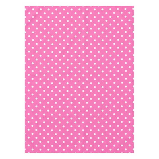 Hot-roze en White Polka Dot Pattern Tafelkleed (Voorkant)