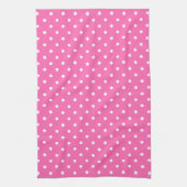 Hot-roze en White Polka Dot Pattern Theedoek (Verticaal)