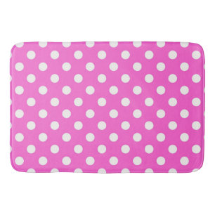 Hot-roze en White Polka Dots Dot Badmat