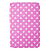 Hot-roze en White Polka Dots Dot Badmat (Voorkant Verticaal)