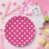 Hot-roze en White Polka Dots Paper Bord (Feest)