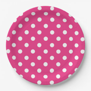 Hot-roze en White Polka Dots Paper Bord