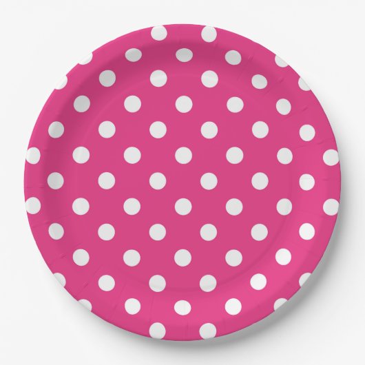 Hot-roze en White Polka Dots Paper Bord (Voorkant)