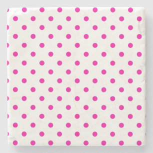Hot-roze en White Polka Dots Square Onderzetter