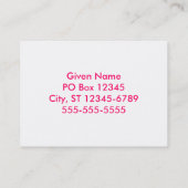 Hot-roze en White-Zebra afdrukken Visitekaartje (Achterkant)