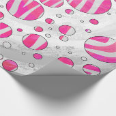 Hot-Roze en White Zebra Polka Dots Cadeaupapier (Hoek)