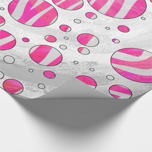 Hot-Roze en White Zebra Polka Dots Cadeaupapier (Hoek)