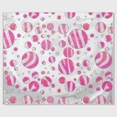 Hot-Roze en White Zebra Polka Dots Cadeaupapier (Vlak)