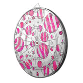 Hot-Roze en White Zebra Polka Dots Dartbord (Voorkant Rechts)
